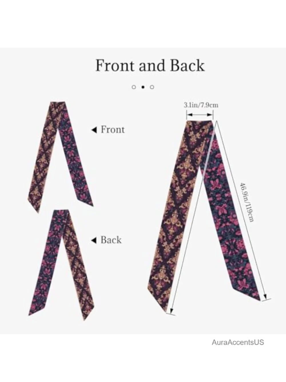 Silk-like Satin Scarf for Women, Multi-Use Hair Scarf and Handbag Handle Wrap
